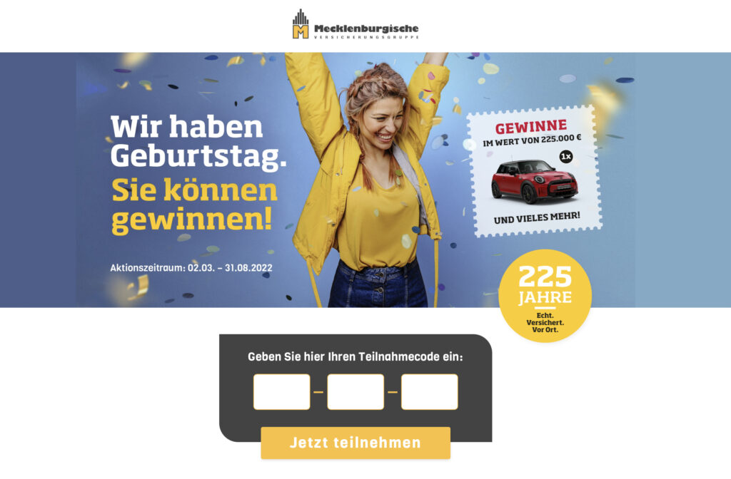 Case_„Jubiläums-Gewinnspiel_225 Jahre Mecklenburgische Versicherung“