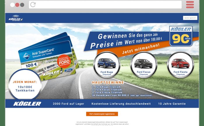 Ford Kögler – hybrides Auto-Gewinnspiel
